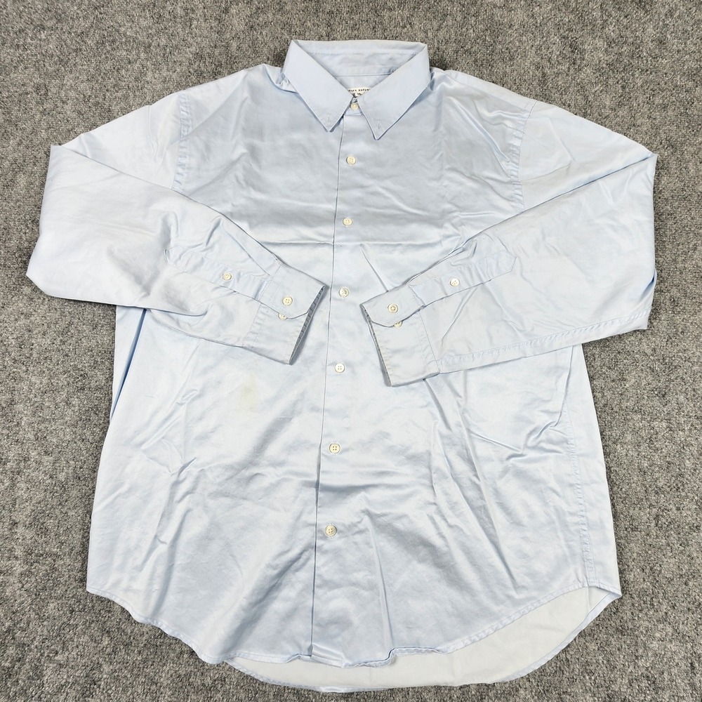 Banana Republic Mens Light Blue Cotton Twill Button Down Dress Shirt L 174762-01